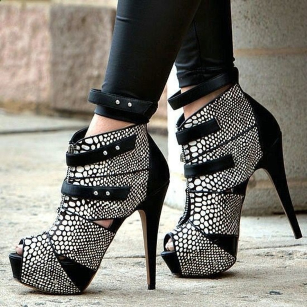 Snake Print Black Booties by Kate Ferguson